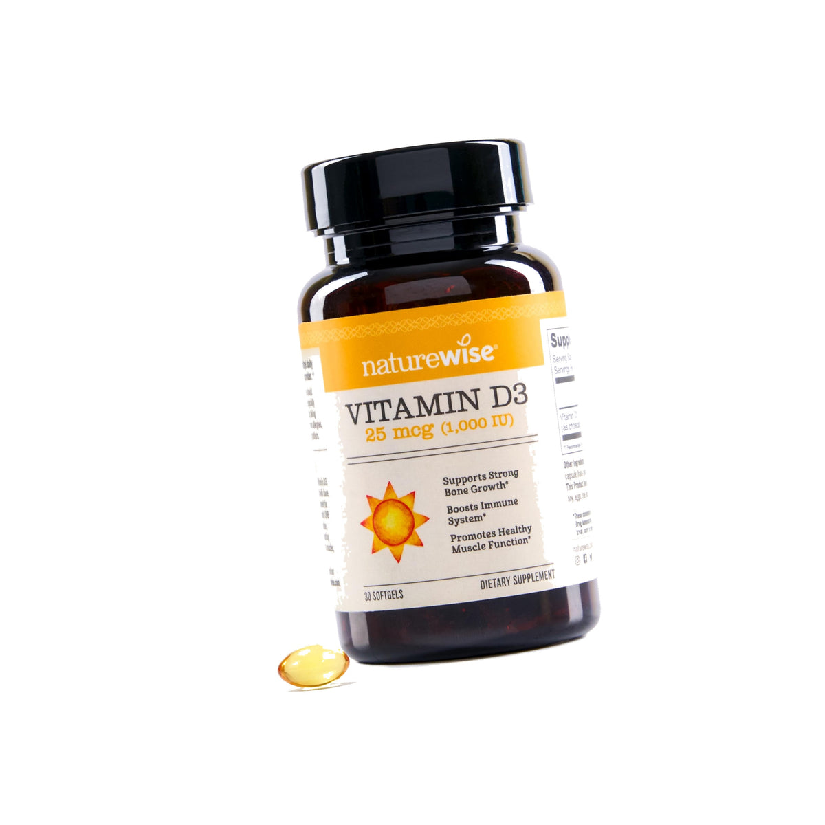 NatureWise Vitamin D3 1000IU Supplement, Immune Support, 30 Mini Softgels