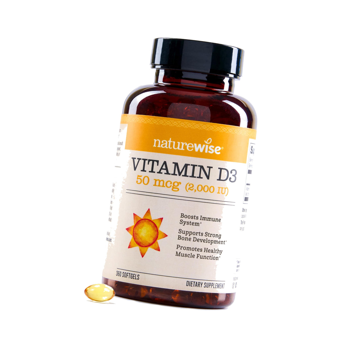 NatureWise Vitamin D3 2000IU Supplement, Immune Support, 360 Mini Softgels