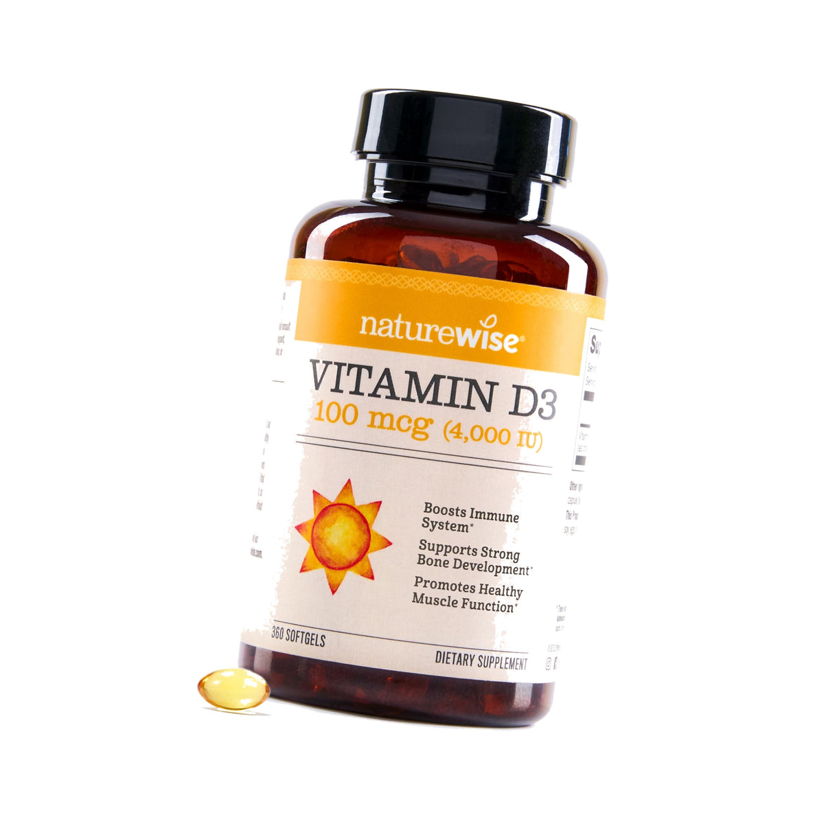 NatureWise Vitamin D3 4000IU Supplement, Immune Support, 360 Mini Softgels
