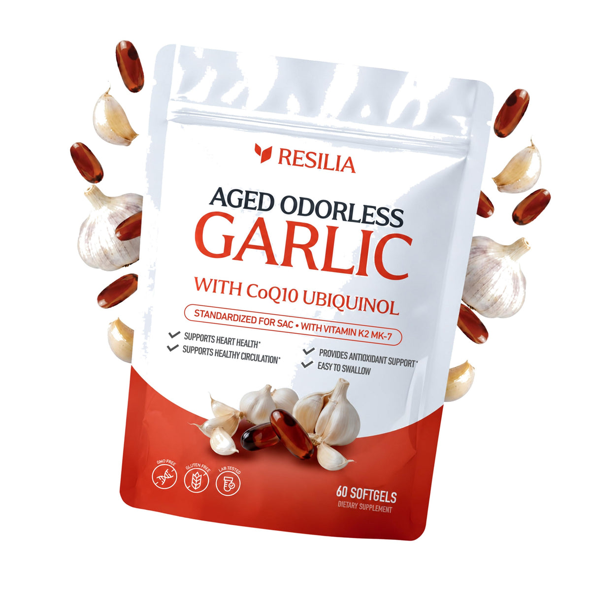 Resilia Odorless Aged Garlic Softgels (60 Count)