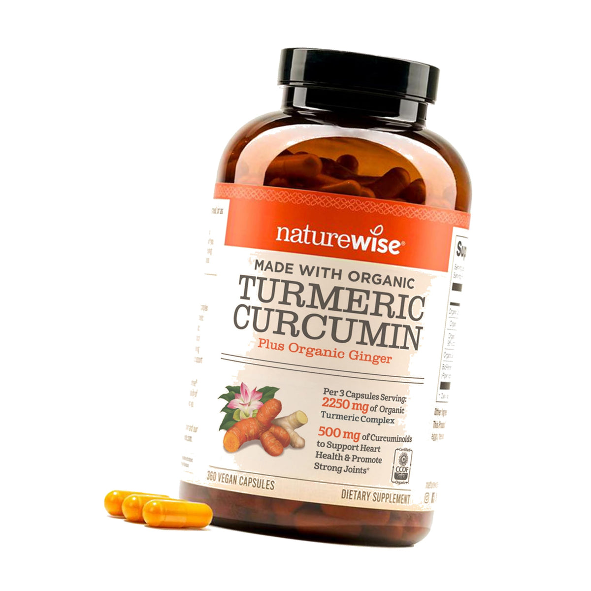 NatureWise Turmeric Curcumin 2250mg Supplement with BioPerine, 360 Capsules