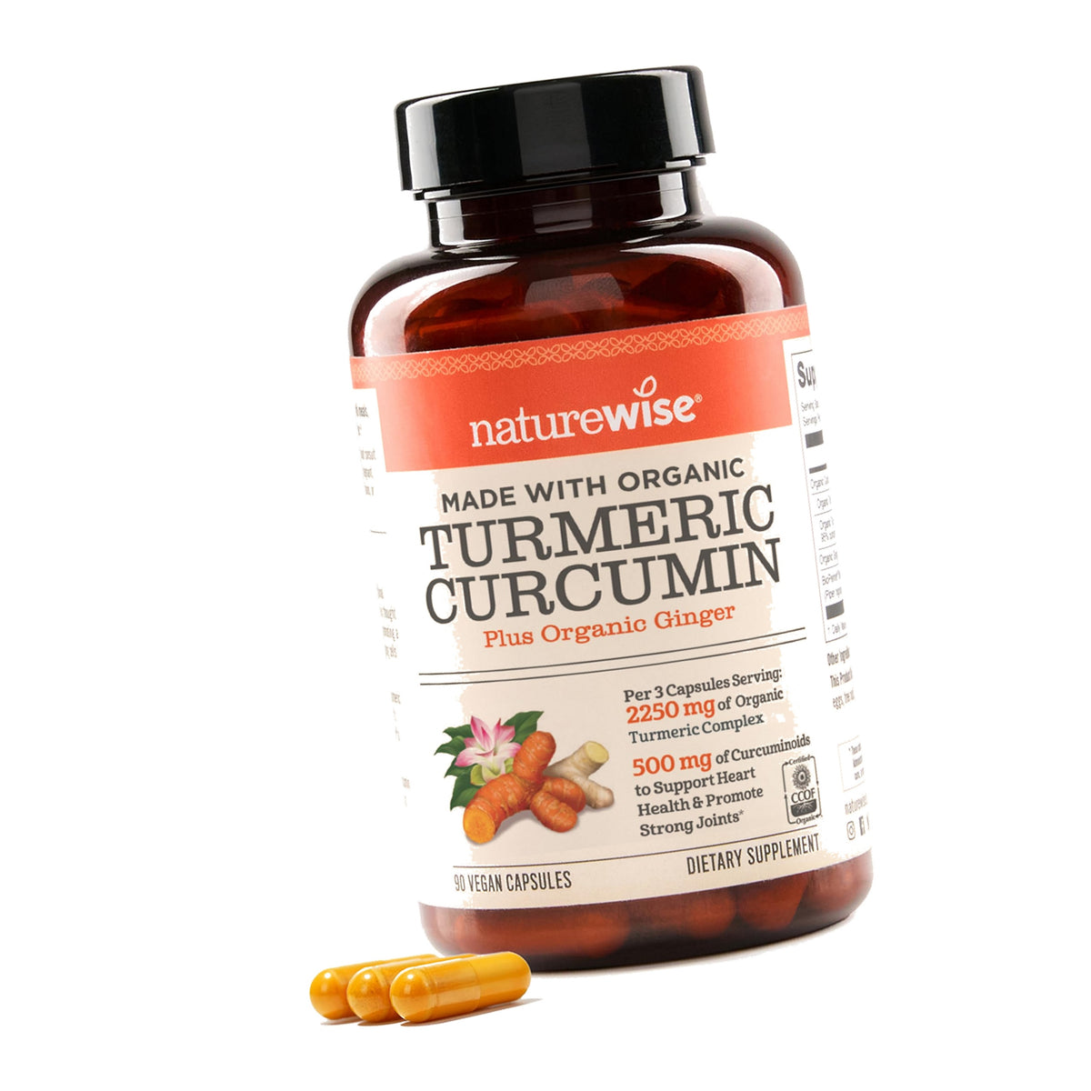 NatureWise Turmeric Curcumin 2250mg Supplement with BioPerine, 90 Capsules
