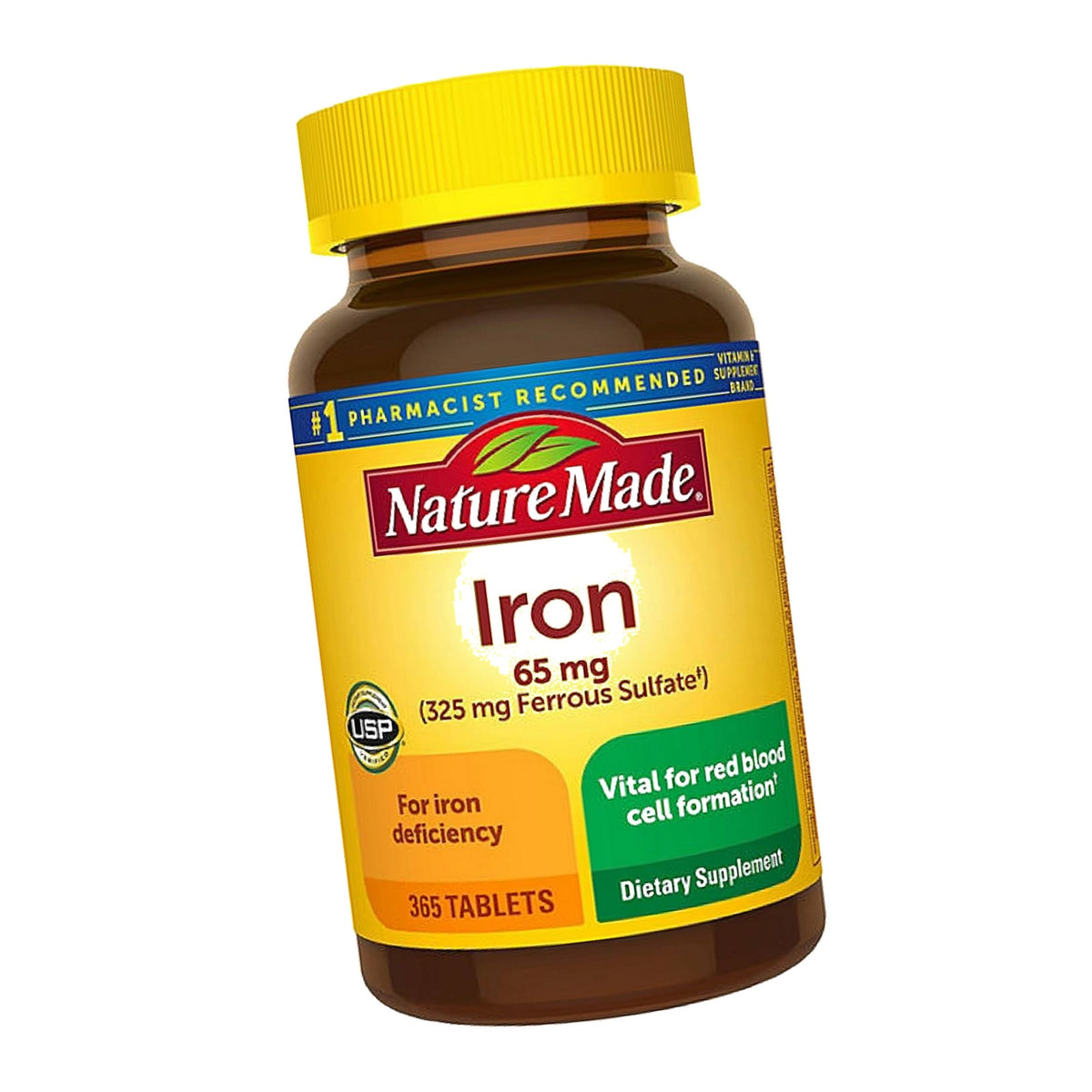 Nature Made Iron 65 mg (from Ferrous Sulfate) Tablets for Red Blood Cell Formation (365 ct.).
