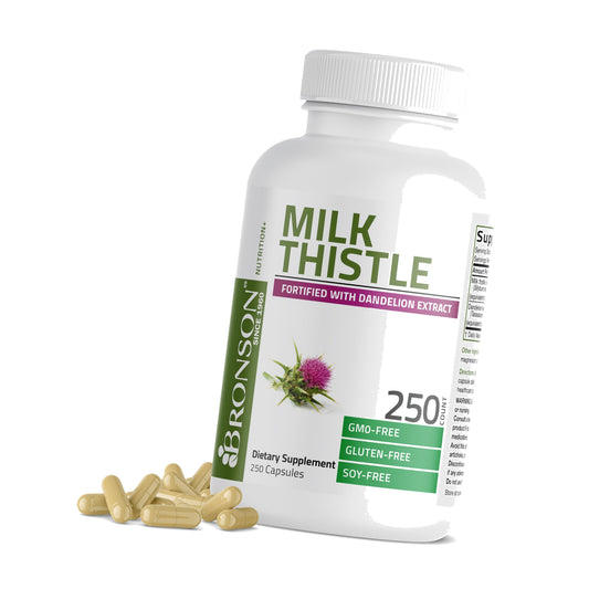 Bronson Milk Thistle Silymarin Marianum & Dandelion Extract, 250 Capsules