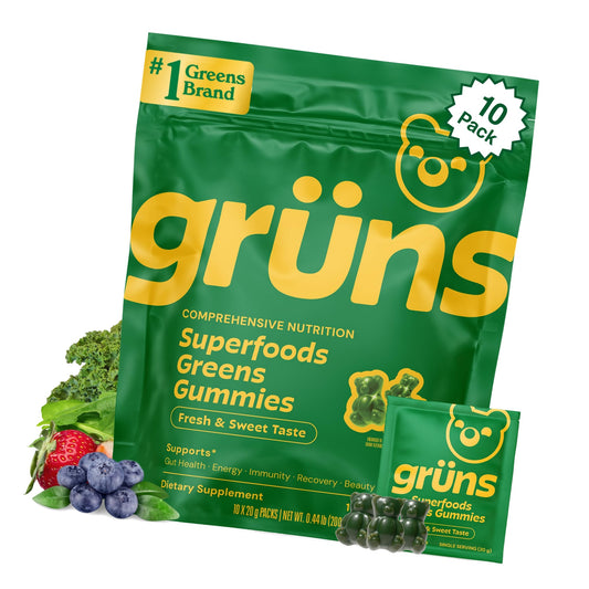 Adult Greens Gummies & Daily Multivitamin, Prebiotic Fiber, 10 ct