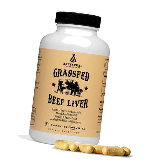 Ancestral Supplements Beef Liver Support Capsules, Iron & Energy, 180 Ct