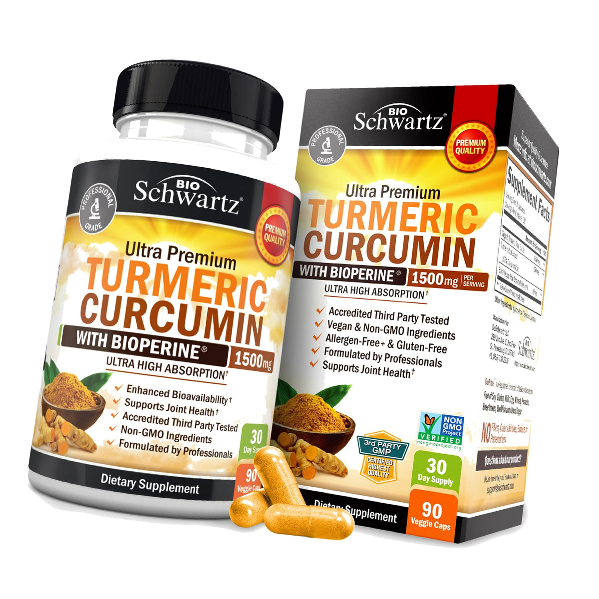 Turmeric Curcumin with Black Pepper Extract 1500mg - Turmeric Supplement