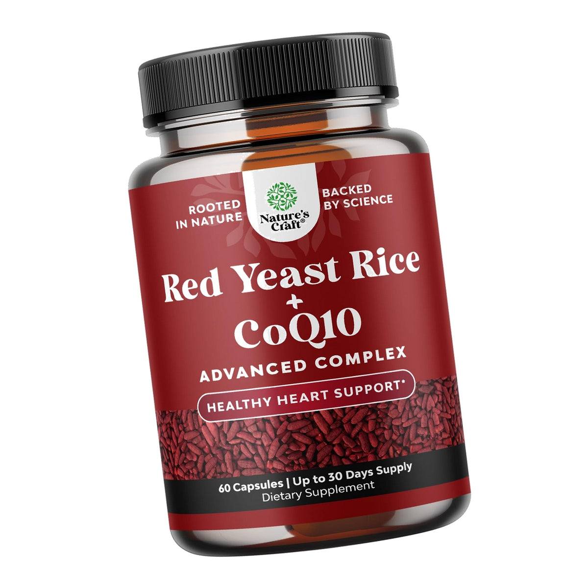 Red Yeast Rice with CoQ10 Supplement - Healthy Heart Support - 60 Ct