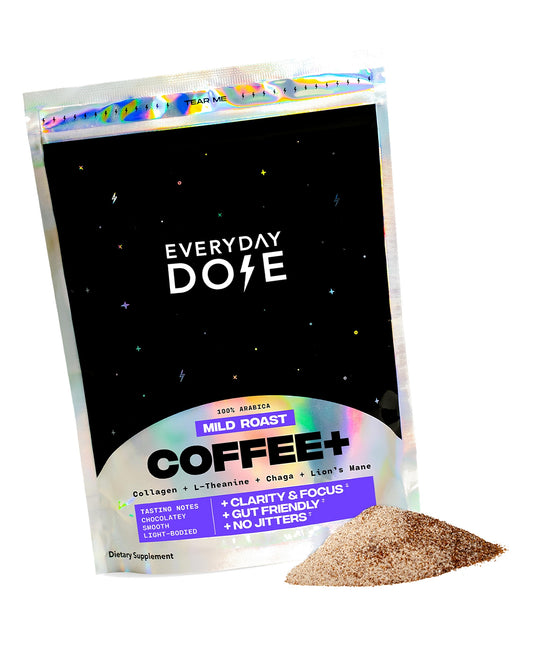 Everyday Dose Premium Adaptogenic Mushroom Coffee with Grass-Fed Collagen, Chaga, Lions Mane & L-Theanine for Better Focus, Energy, Digestion, Skin, and Immunity 30 Servings