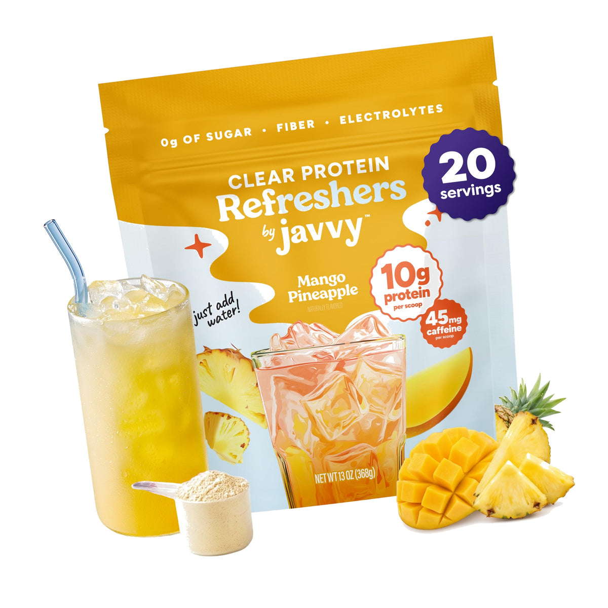Javvy Clear Protein Powder with Clear Whey Protein, Pineapple Mango Burst2