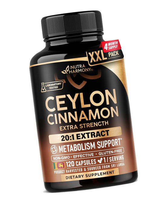 Ceylon Cinnamon Capsules - Energy Heart & Metabolism Support - 120 Capsules