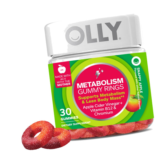 OLLY Metabolism Gummy Rings, Cellular Energy Supplement,* ACV - 30 Count