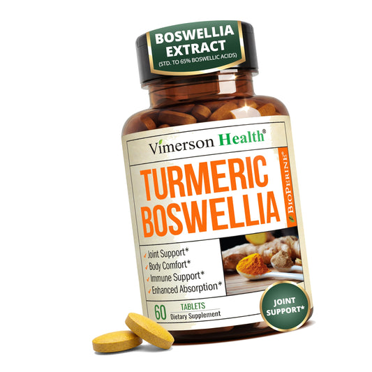 Turmeric Boswellia Supplement w/Ginger, Gut Friendly Joint Supplement 60Tab