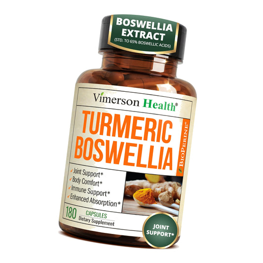 Turmeric Boswellia Supplement w/Ginger, Gut Friendly Joint Supplement 180Ct