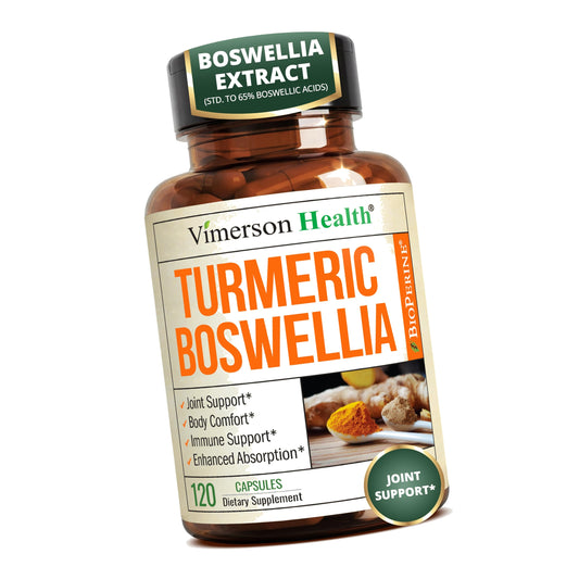 Turmeric Boswellia Supplement w/Ginger, Gut Friendly Joint Supplement 120Ct