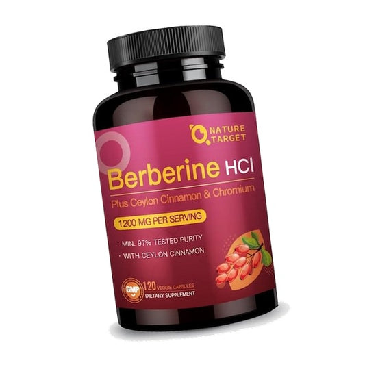 NATURE TARGET Berberine Supplement with Ceylon Cinnamon 1200mg, 120 Capsule