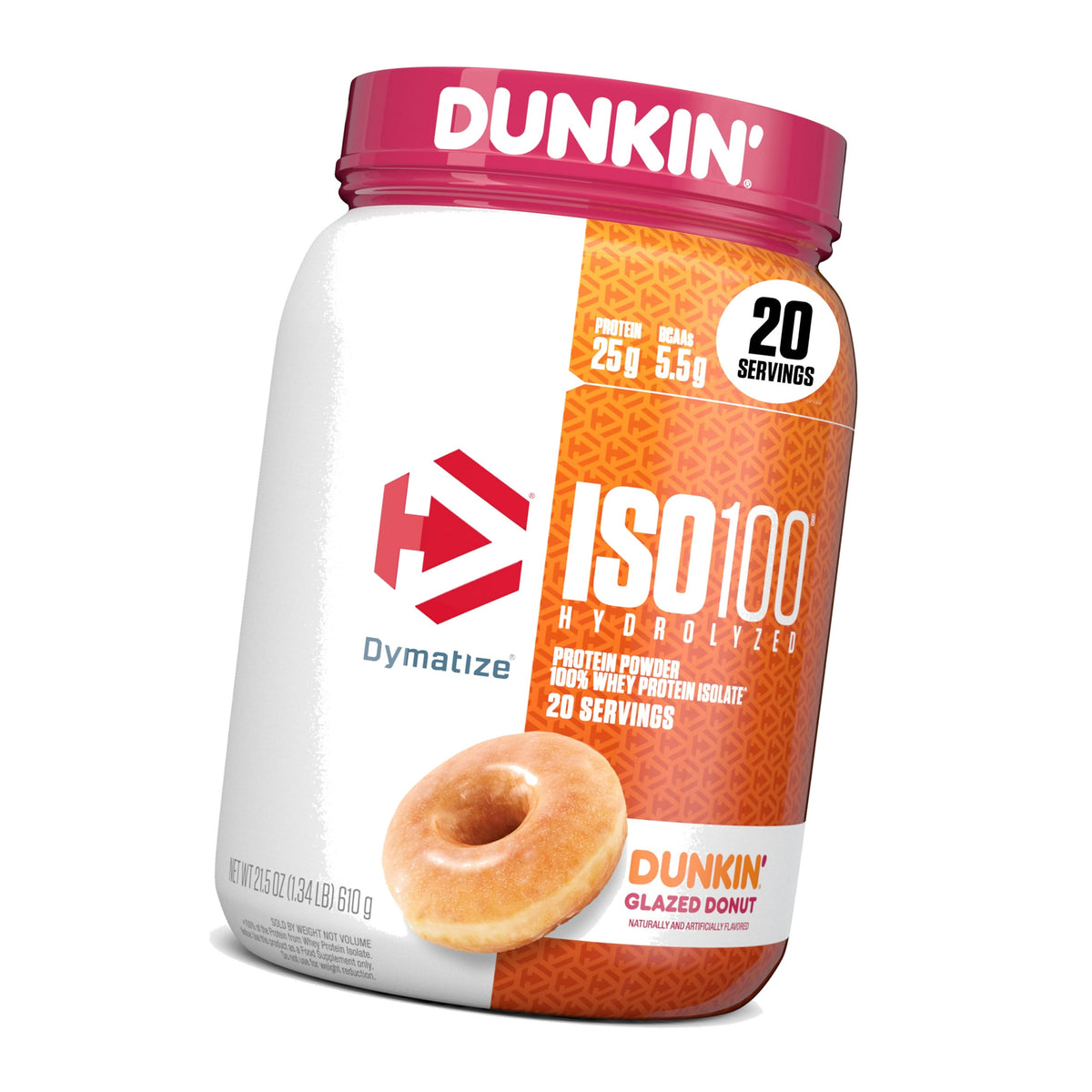 Dymatize ISO100 Protein Powder, 100% Whey Isolate, Dunkin' Glazed Donut