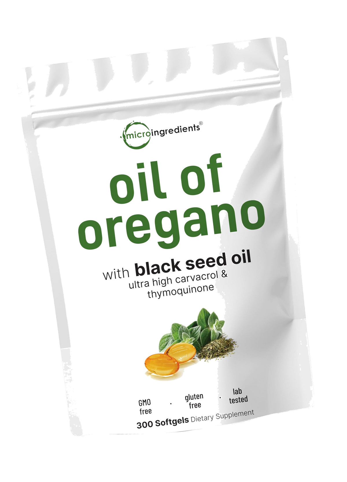 Micro Ingredients Oil of Oregano with Black Seed Oil, 300 Softgels