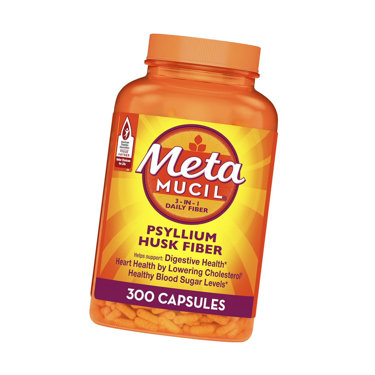 Metamucil, Psyllium Husk GLP-1 Friendly Fiber Capsules, 300 Capsules, 3-in-1 Fiber Supplement, Daily Psyllium Husk Fiber Capsules Help Support Digestive Health by Promoting Regularity*