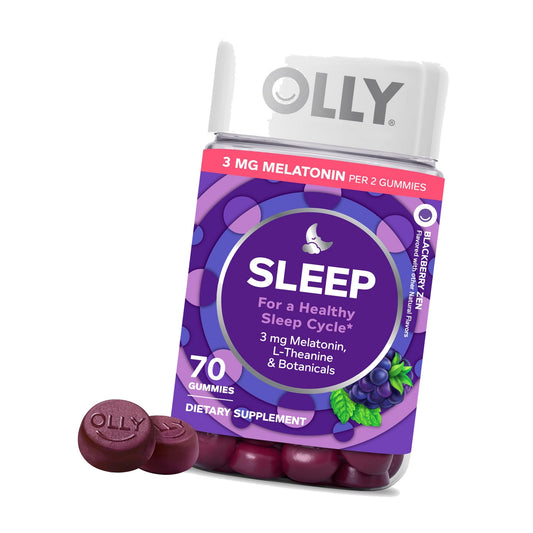 OLLY Sleep Support Gummy Supplement,* 3 mg Melatonin, L-Theanine - 70 Count