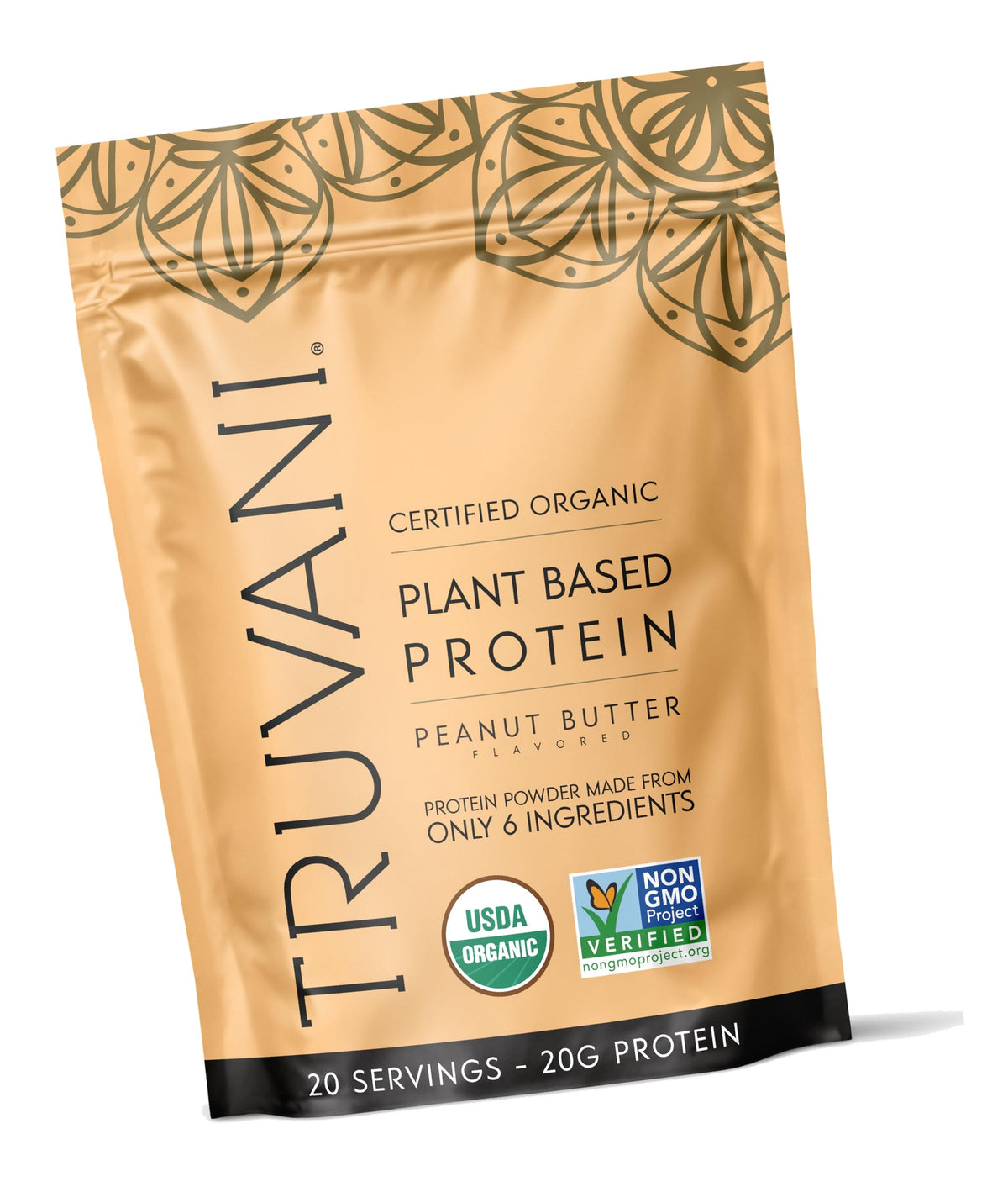 Truvani Organic Plant Based Protein Powder | Peanut Butter | 20 Servings