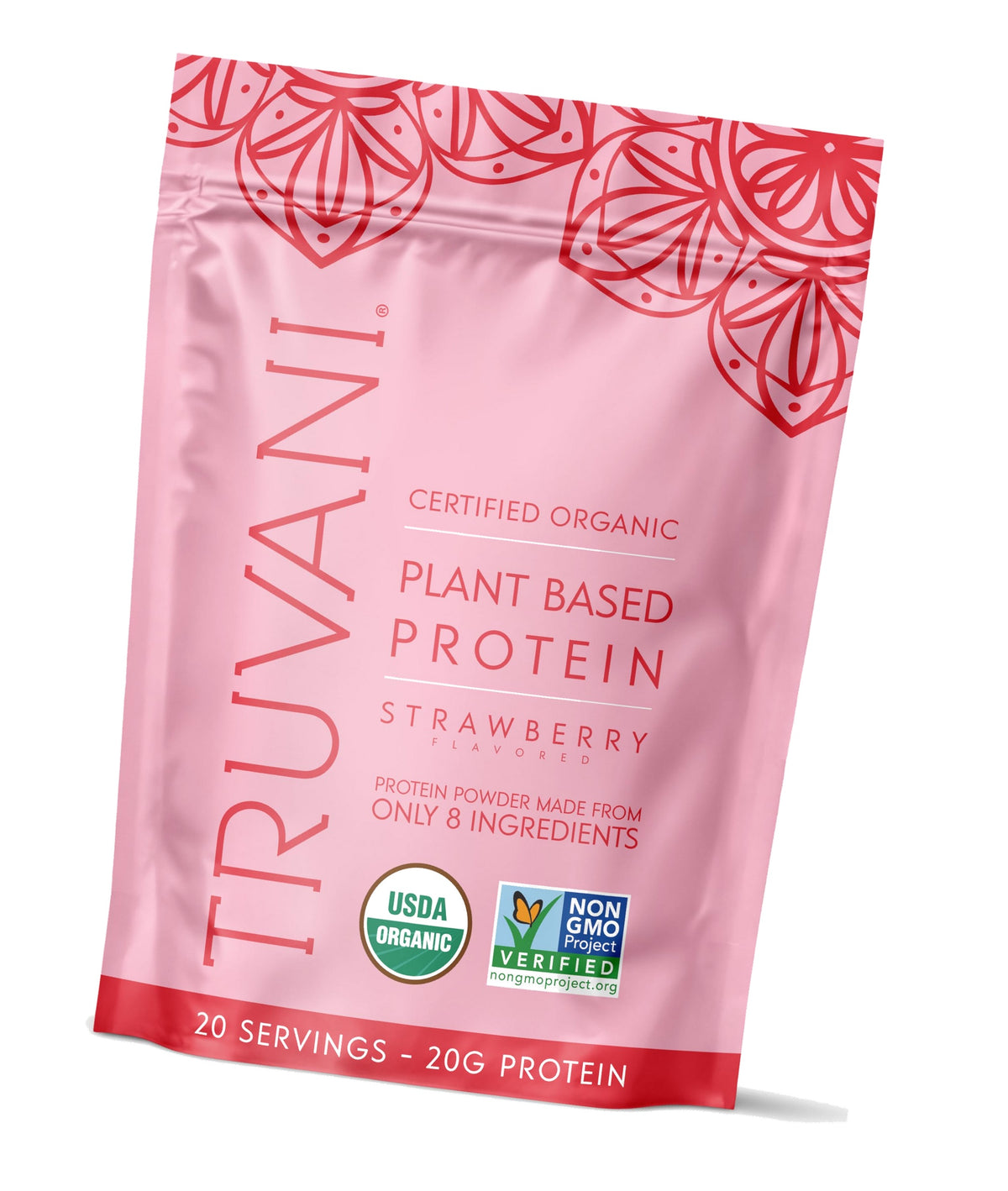 Truvani Organic Plant Based Protein Powder | Strawberry | 20 Servings