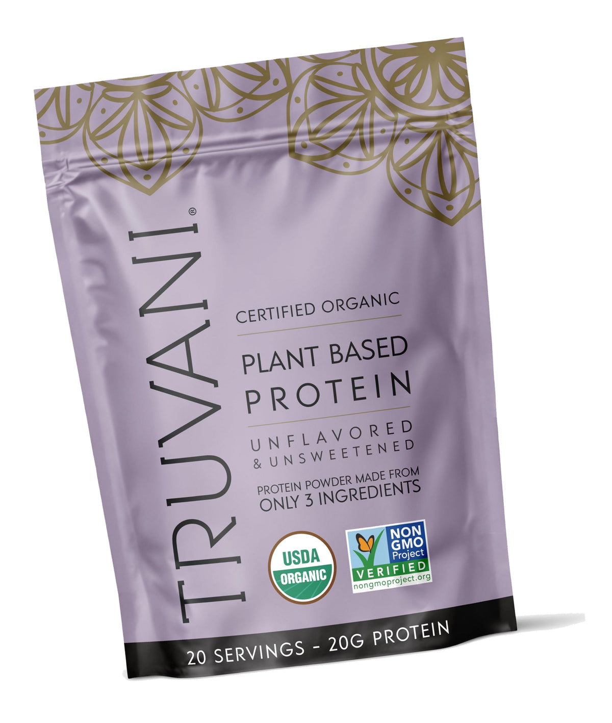 Truvani Organic Plant Based Protein Powder | Unflavored | 20 Servings