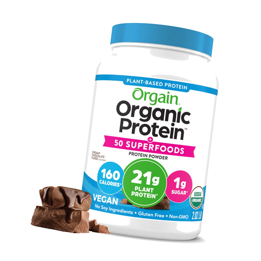 Orgain Organic Vegan 21g Protein + Superfoods Powder, Chocolate, 2.02lb