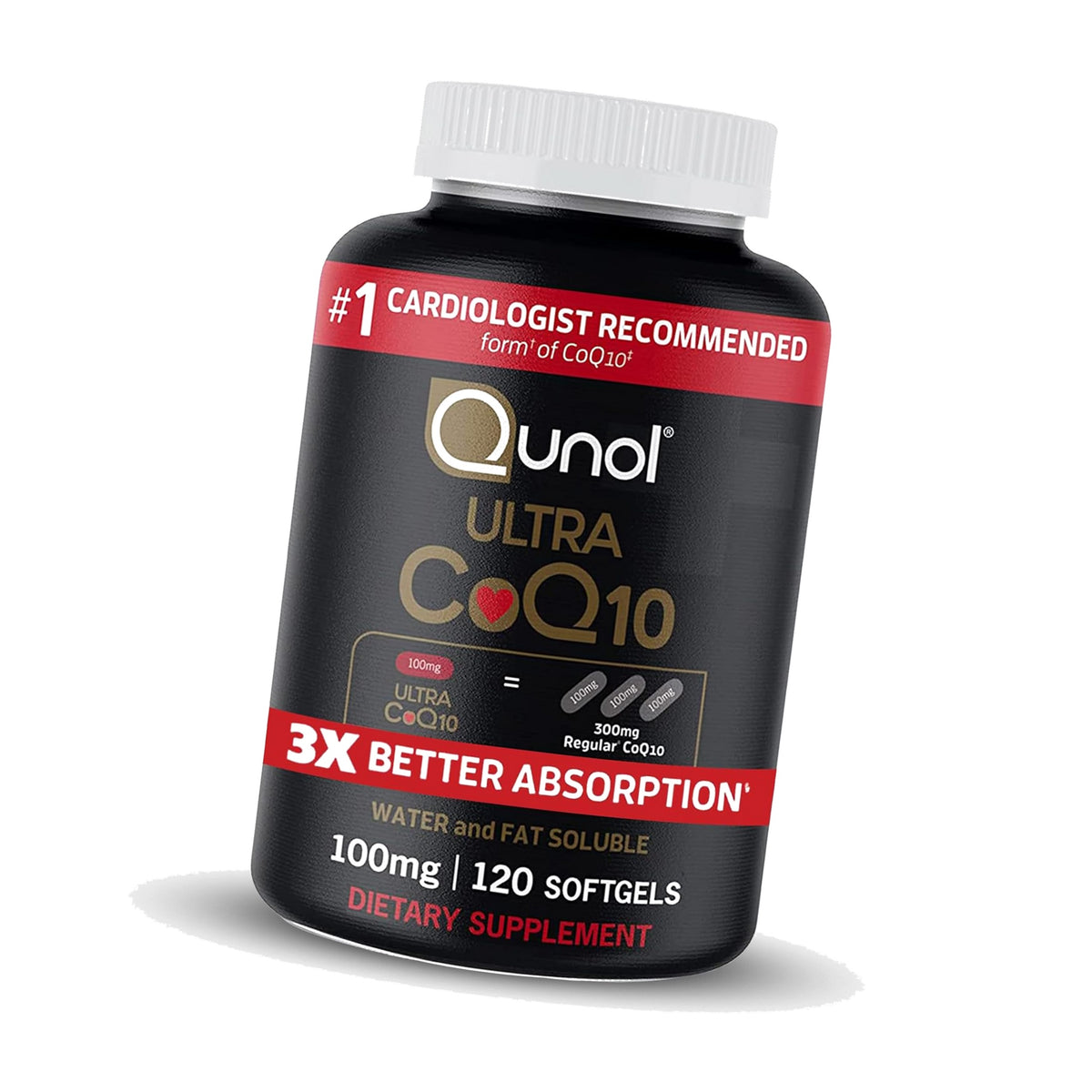 Qunol Ultra CoQ10 100mg, 3X Better Absorption, Antioxidant, 120 Softgels