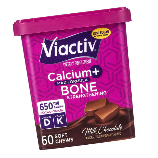 Viactiv Calcium + Vitamin D Supplement Soft Chews, 60 Count, Milk Chocolate