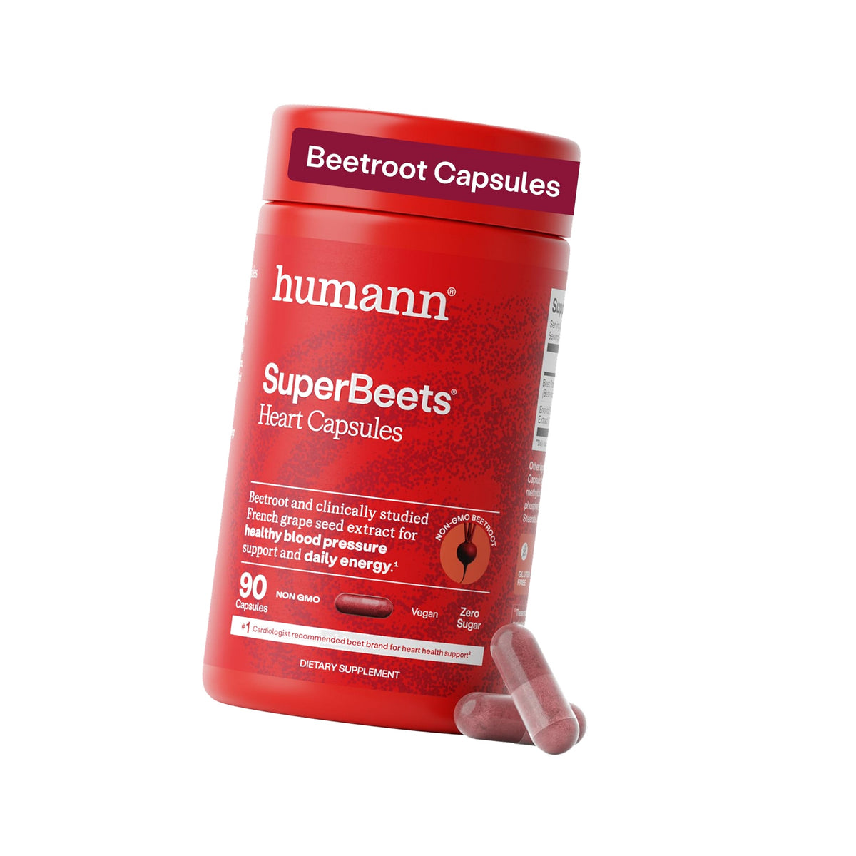 Humann SuperBeets Beet Root Capsules Quick Release 1000mg, 90 Ct