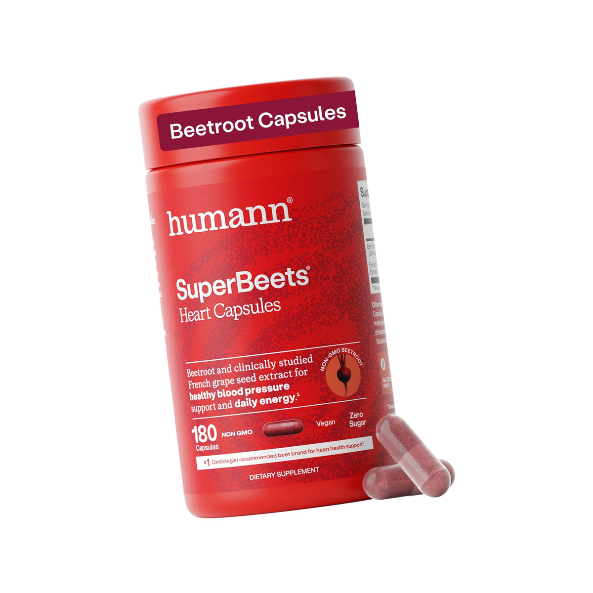 Humann SuperBeets Beet Root Capsules Quick Release 1000mg, 180 Ct