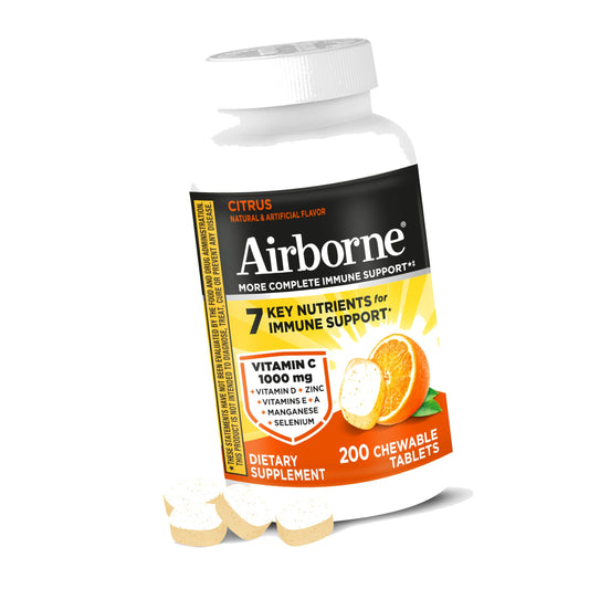 Airborne 1000mg Vitamin C Immune Support Citrus Chewable Tablets, 200ct