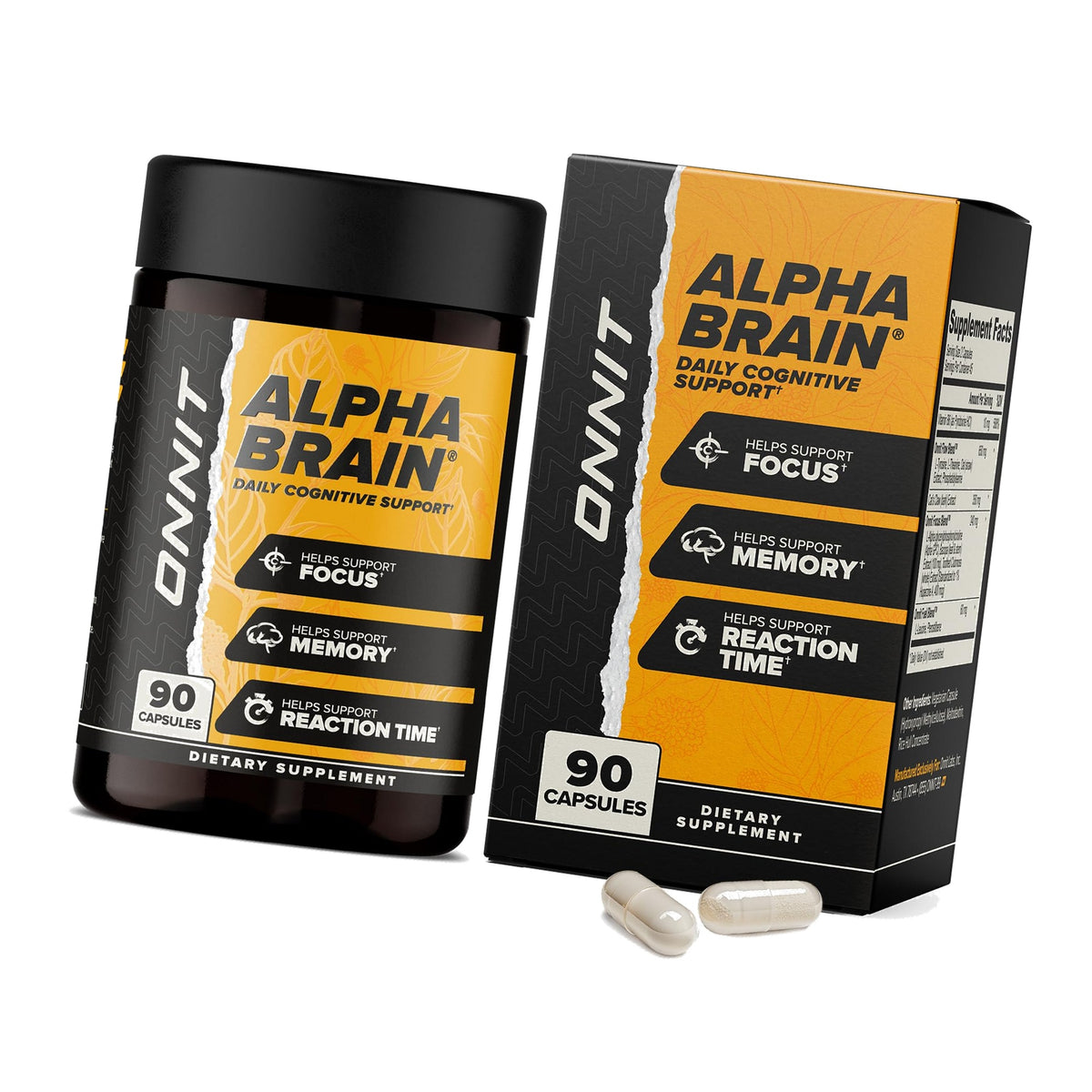 ONNIT Alpha Brain Nootropic Brain Supplement for Focus & Memory, 90 Count