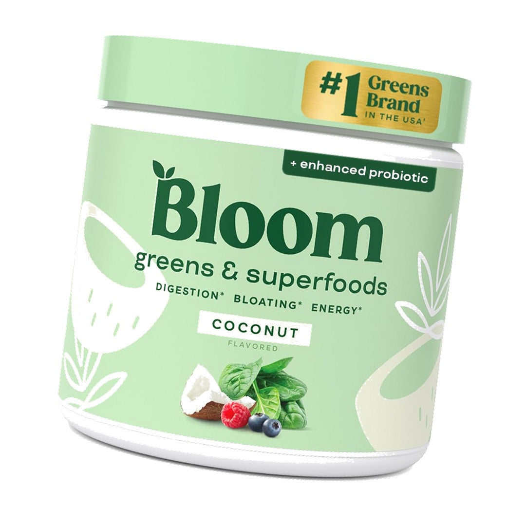 Bloom Nutrition Superfood Greens Powder, Digestive Enzymes with Probiotics and Prebiotics, Gut Health, Bloating Relief for Women, Chlorella, Green Juice Mix with Beet Root Powder, 30 SVG, Coconut
