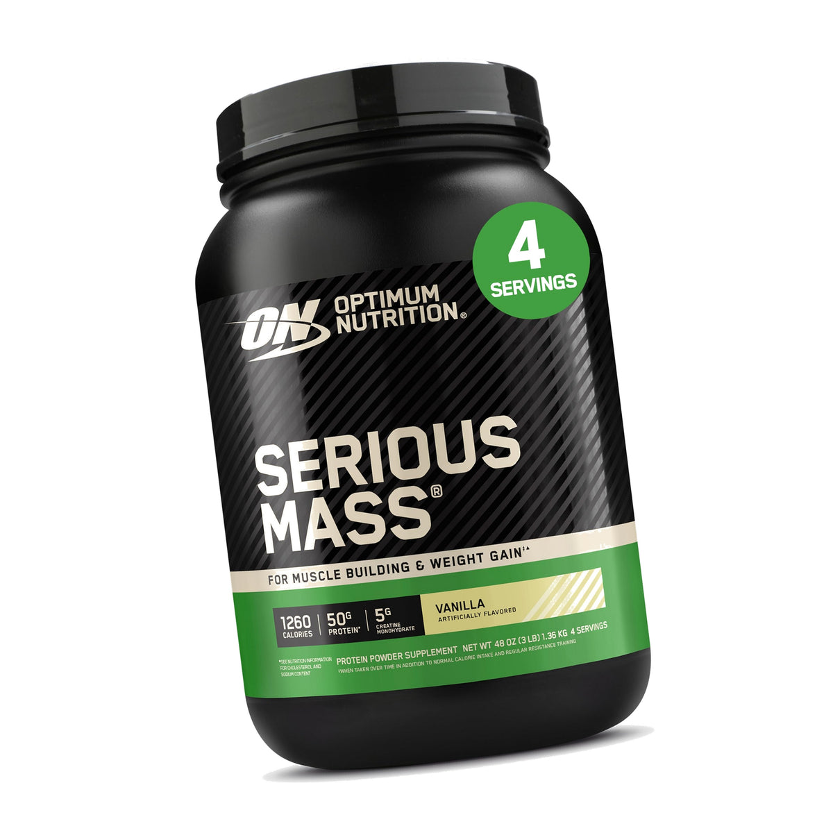 Optimum Nutrition Serious Mass Weight Gainer Protein Powder, Vanilla, 3LB