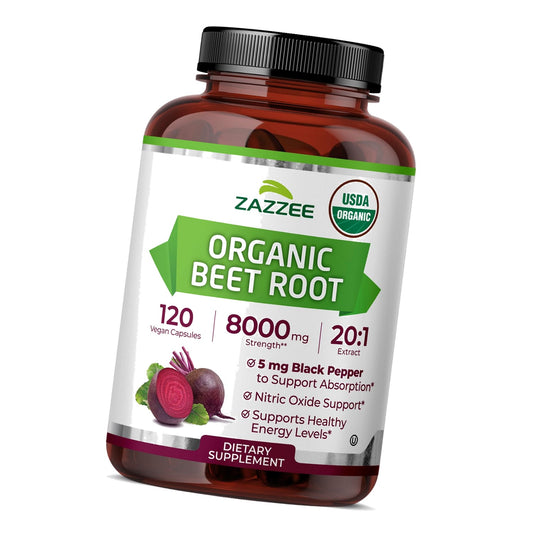 Zazzee USDA Organic Beet Root 20:1 Extract, 120 Quick Release Capsules