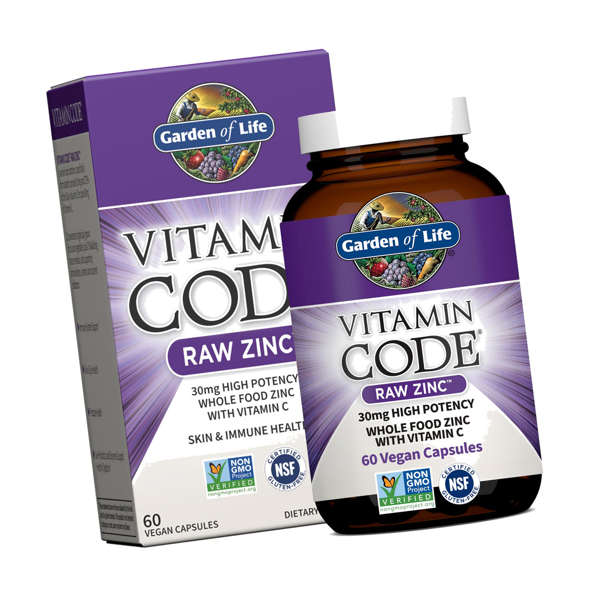 Garden of Life Vitamin Code Raw Zinc Supplement 30mg, 60 Vegan Capsules