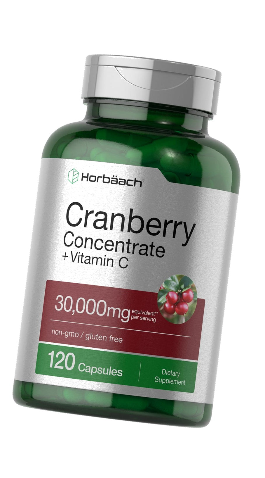Horbäach Cranberry Concentrate Extract Pills + Vitamin C | 120 Capsules