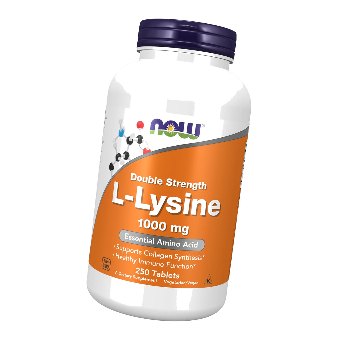 NOW Supplements, L-Lysine 1,000 mg, Double Strength, Amino Acid, 250 Tabs