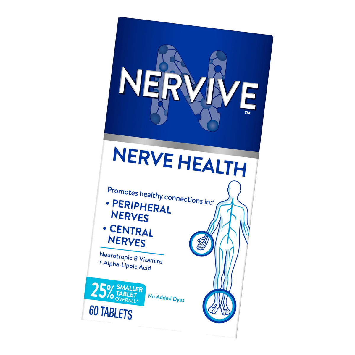 Nervive Nerve Health, Alpha Lipoic Acid, Fortify Nerve Health, Healthy Nerve Function, Healthy Blood Circulation, Supplement, Tablet, 60 Tablets