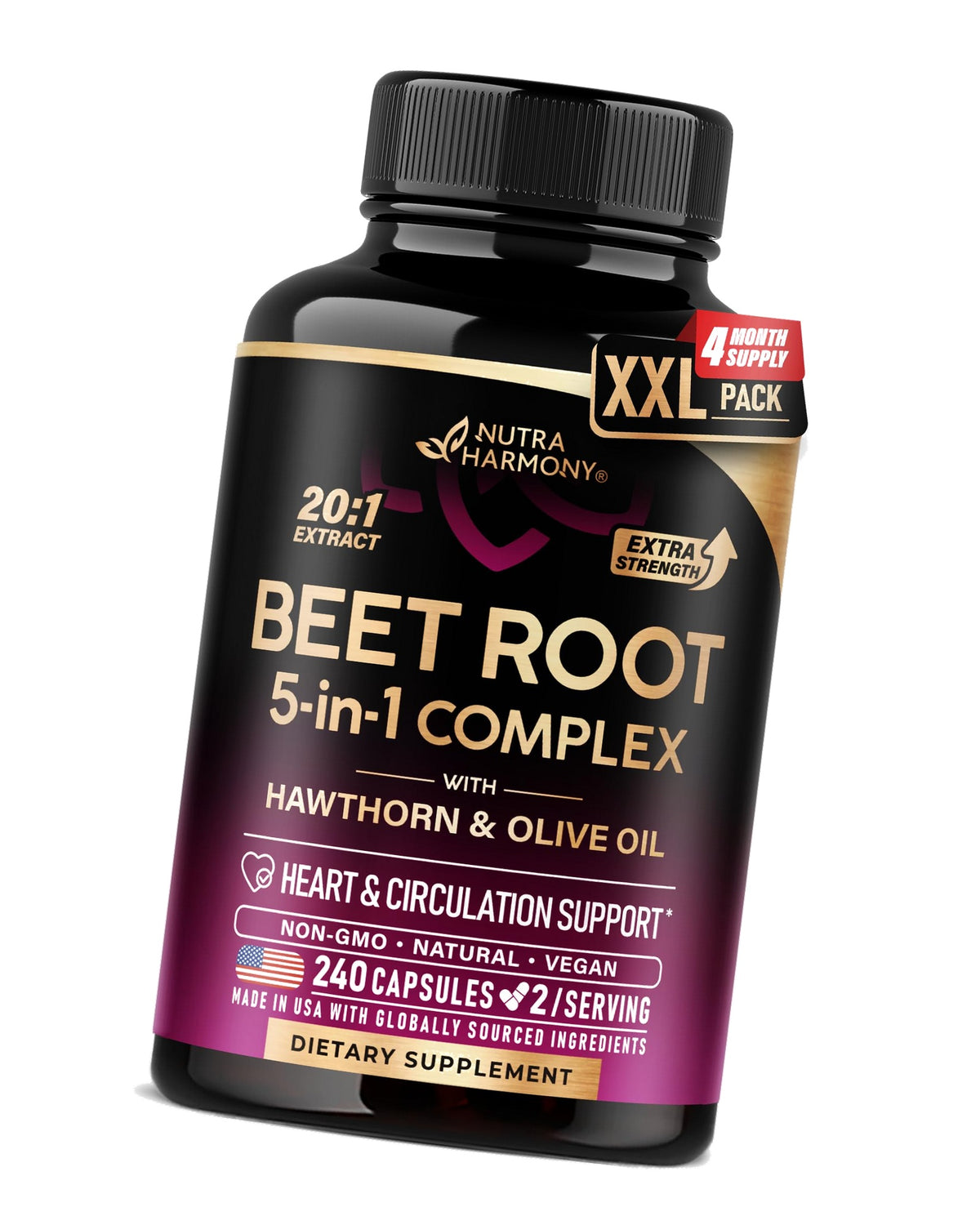 Beet Root Capsules - Healthy Blood Pressure Support Supplement** - 240 Caps