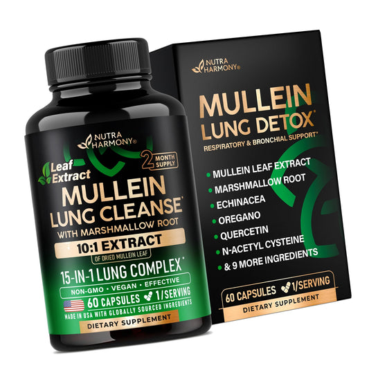 Mullein Lung Detox - Mullein Leaf 10:1 Extract Supplement - 60 Vegan Caps