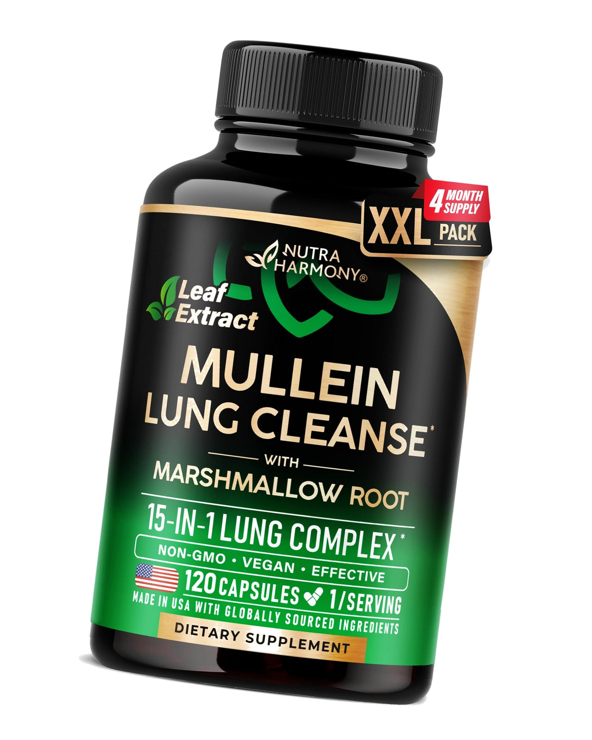 Mullein Lung Detox - Mullein Leaf 10:1 Extract Supplement - 120 Caps