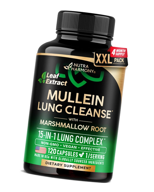 Mullein Lung Detox - Mullein Leaf 10:1 Extract Supplement - 120 Caps
