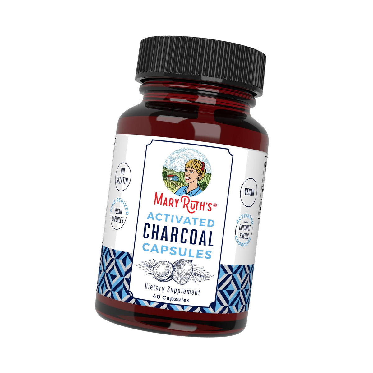 MARYRUTH'S Activated Charcoal Capsules, 950 mg, Non-GMO, Vegan, 40 Count
