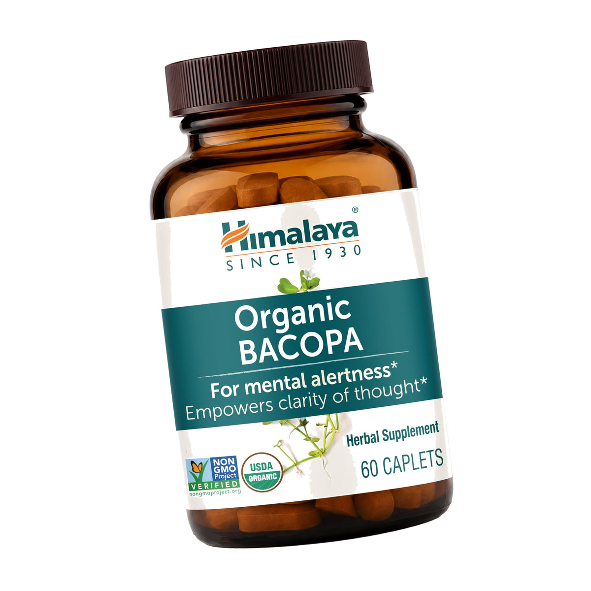 Himalaya USDA Organic Bacopa Monnieri Supplement,750 mg,60 Caplets