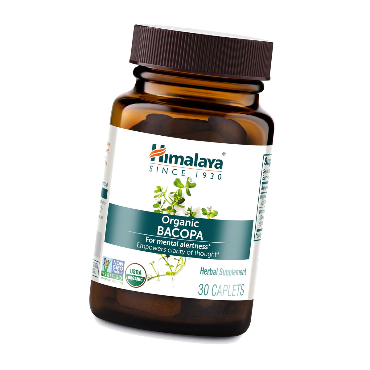 Himalaya USDA Organic Bacopa Monnieri Supplement, 750 mg, 30 Caplets