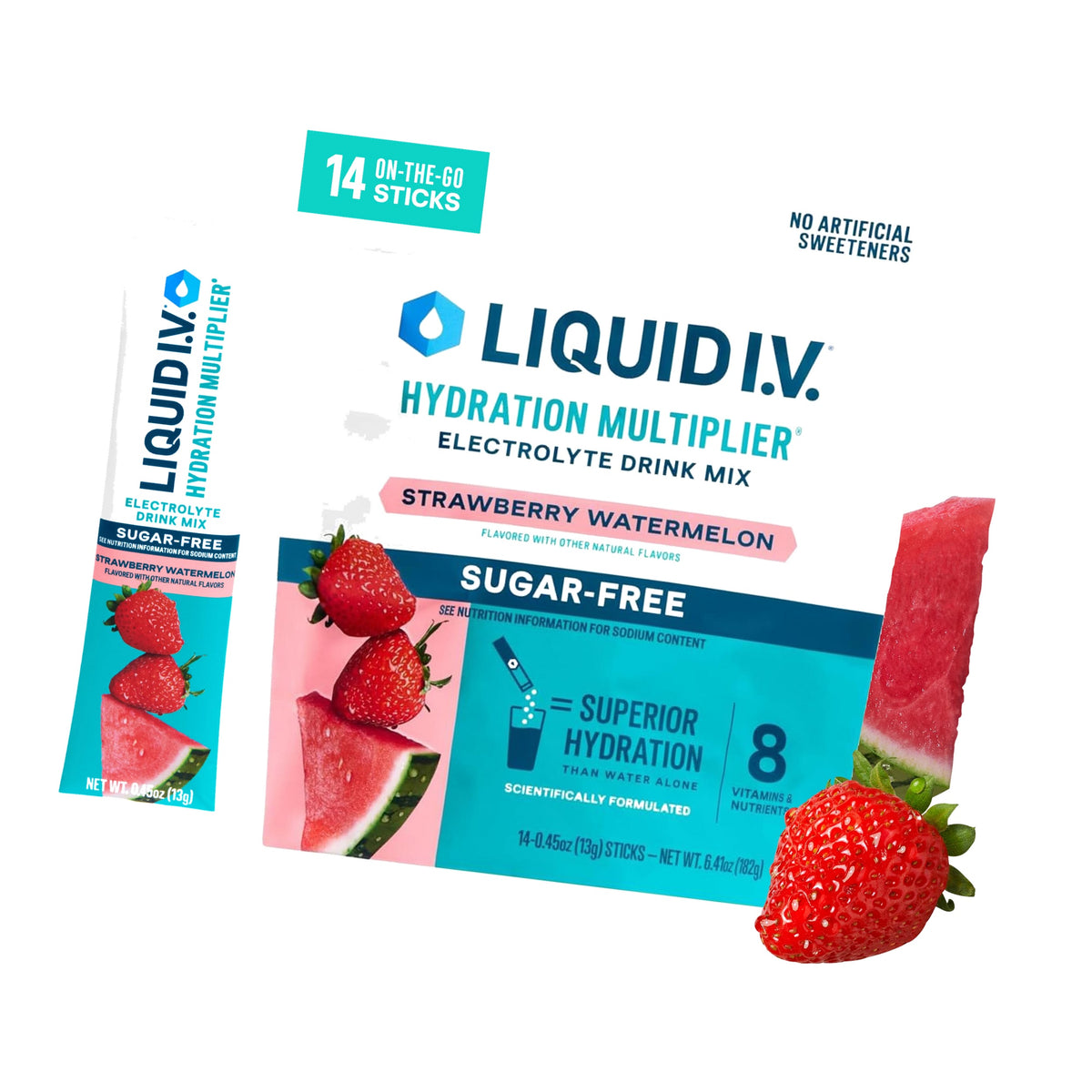 Liquid I.V. Sugar Free Electrolytes, Strawberry Watermelon, 14 Count