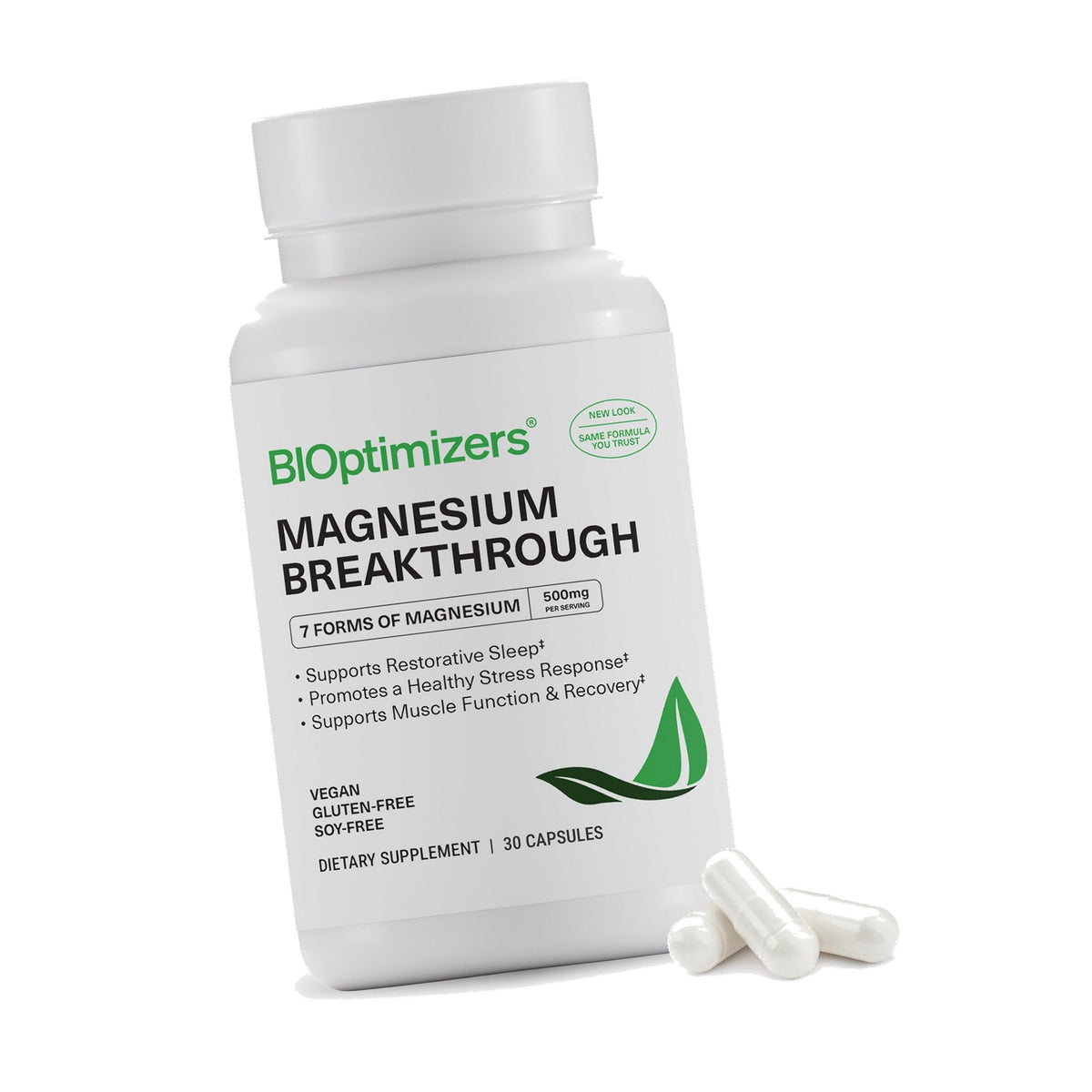BIOptimizers Magnesium Breakthrough 500mg, 7 Forms of Magnesium 30 Capsules